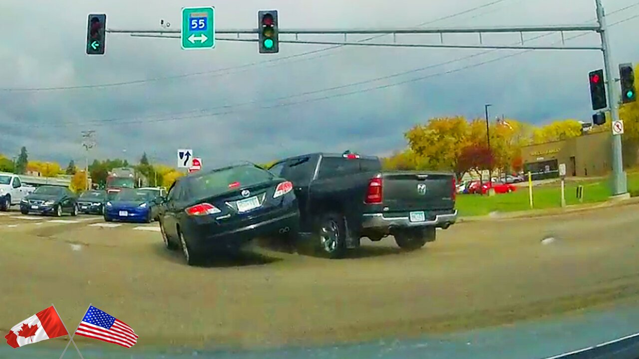 NURSE RUNS THE RED STRAIGHT INTO 2 OTHER CARS || USA & Canada