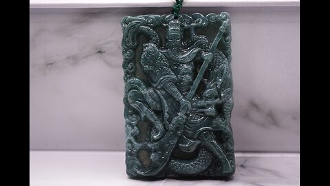 Guan Yu - God of War Green Burmese Jade Pendant #jade #pendant #jewelry #giftideas #necklace