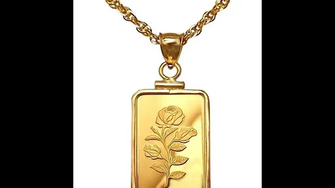 PAMP ROSA 5G .999 FINE GOLD BAR NECKLACE