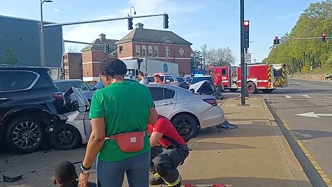 Boston police respond to multiple car accident on Blue Hill Ave