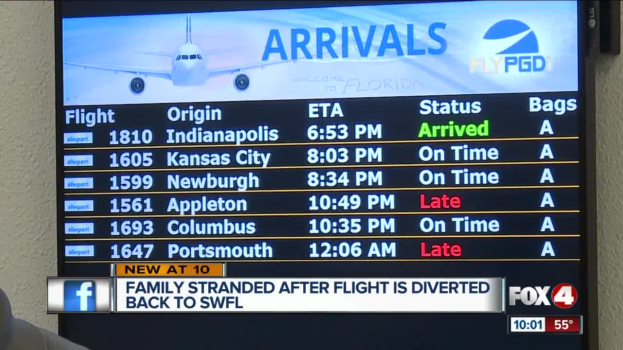 Family stranded after flight diverted mid-air