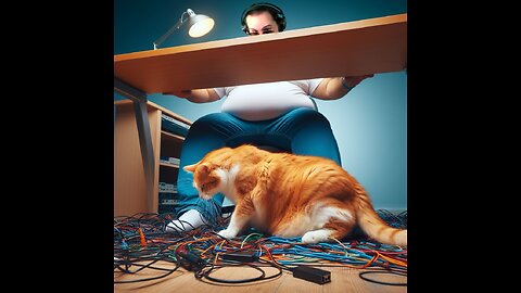 Mersh’s new cat (the one he isn’t keeping) unplugs his board.