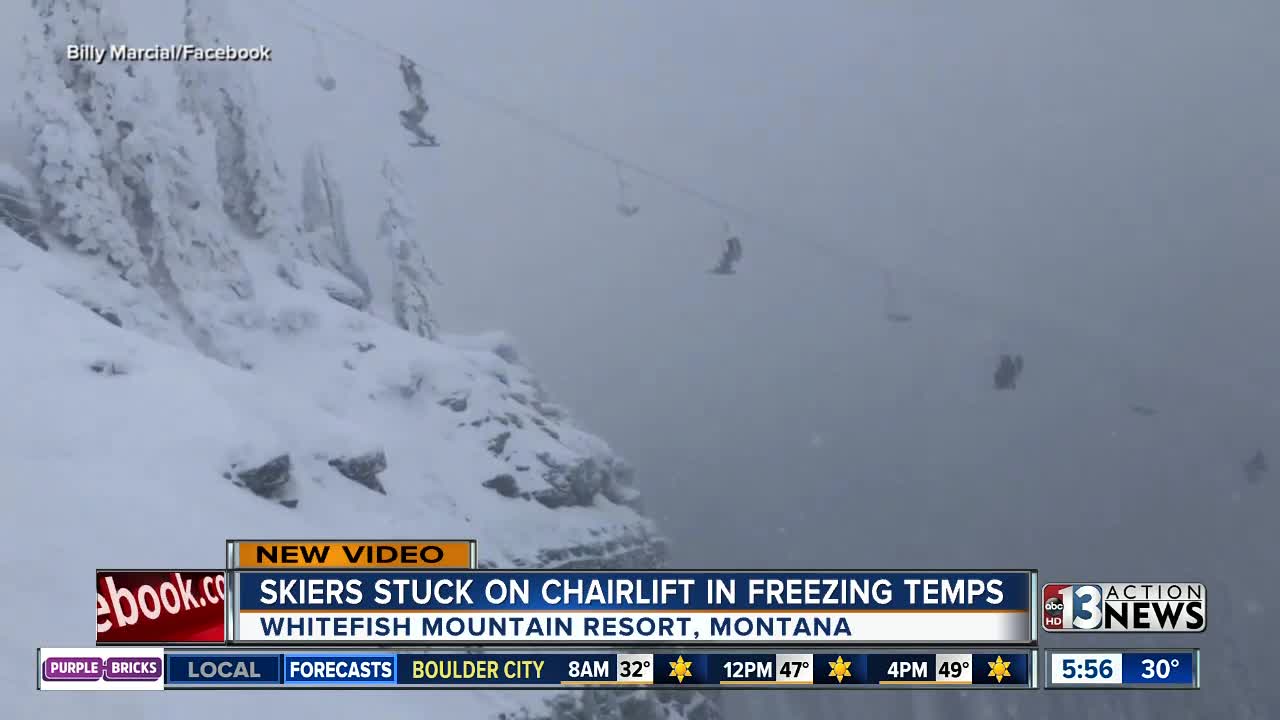 Skiers stuck on chairlift in freezing temps