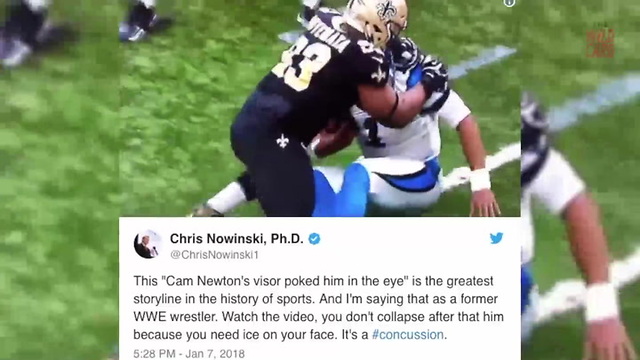 Cam Newton Takes Huge Hit, Stumbles On His Way Off The Field