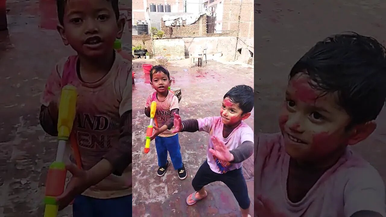 children's playing Holi #viral #holi #holi #shortvideo #shorts #short