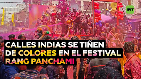 Miles de personas asisten al colorido festival indio de Rang Panchami