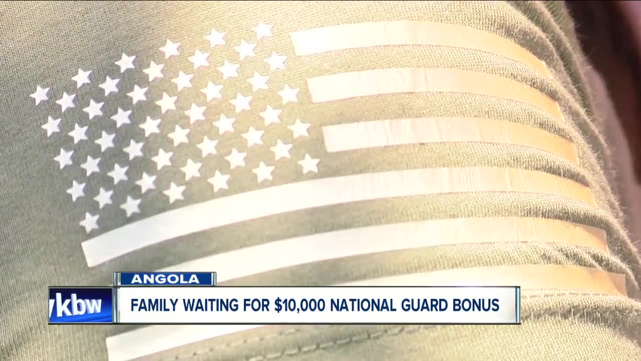 Family waiting for $10,000 national guard bonus