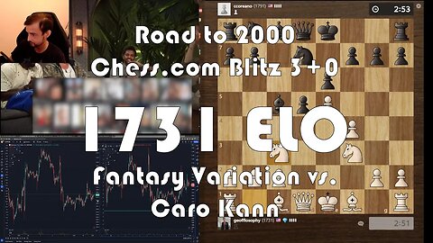 Road to 2000 #166 - 1731 ELO - Chess.com Blitz 3+0 - Fantasy Variation vs. Caro Kann