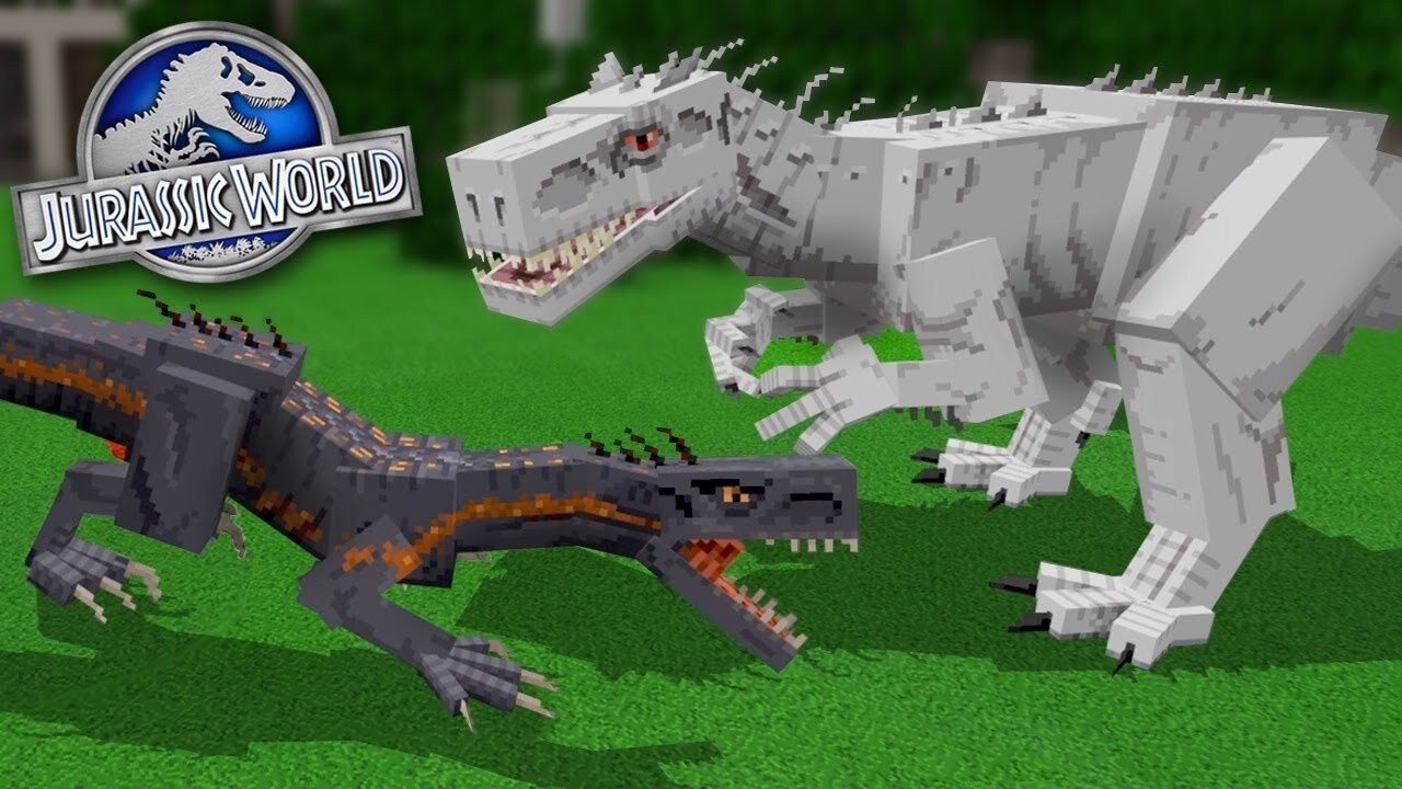 INDORAPTOR Vs INDOMINUS REX!!! - Jurassic World Minecraft DLC