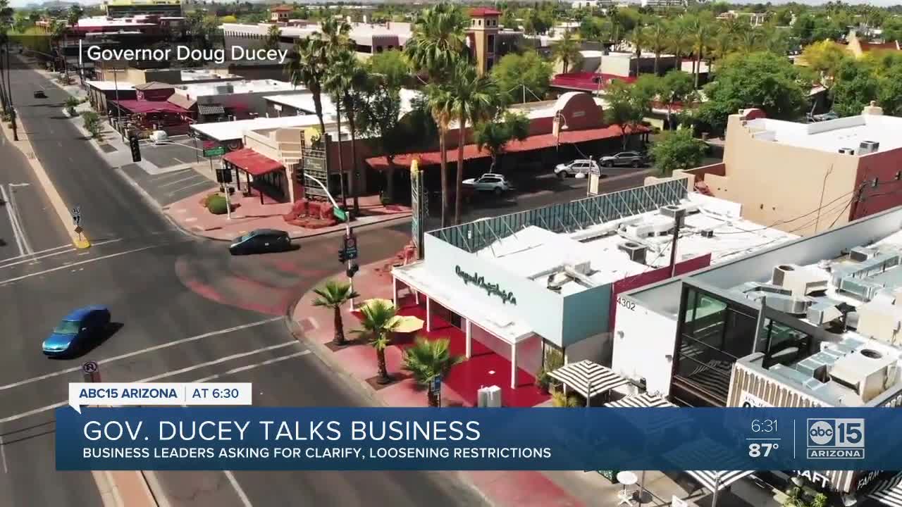 Governor Ducey talks to business leaders on loosening restrictions