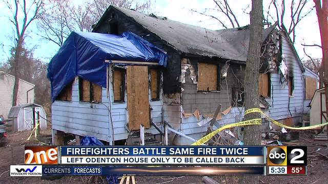 Firefighters battle same fire twice in Odenton