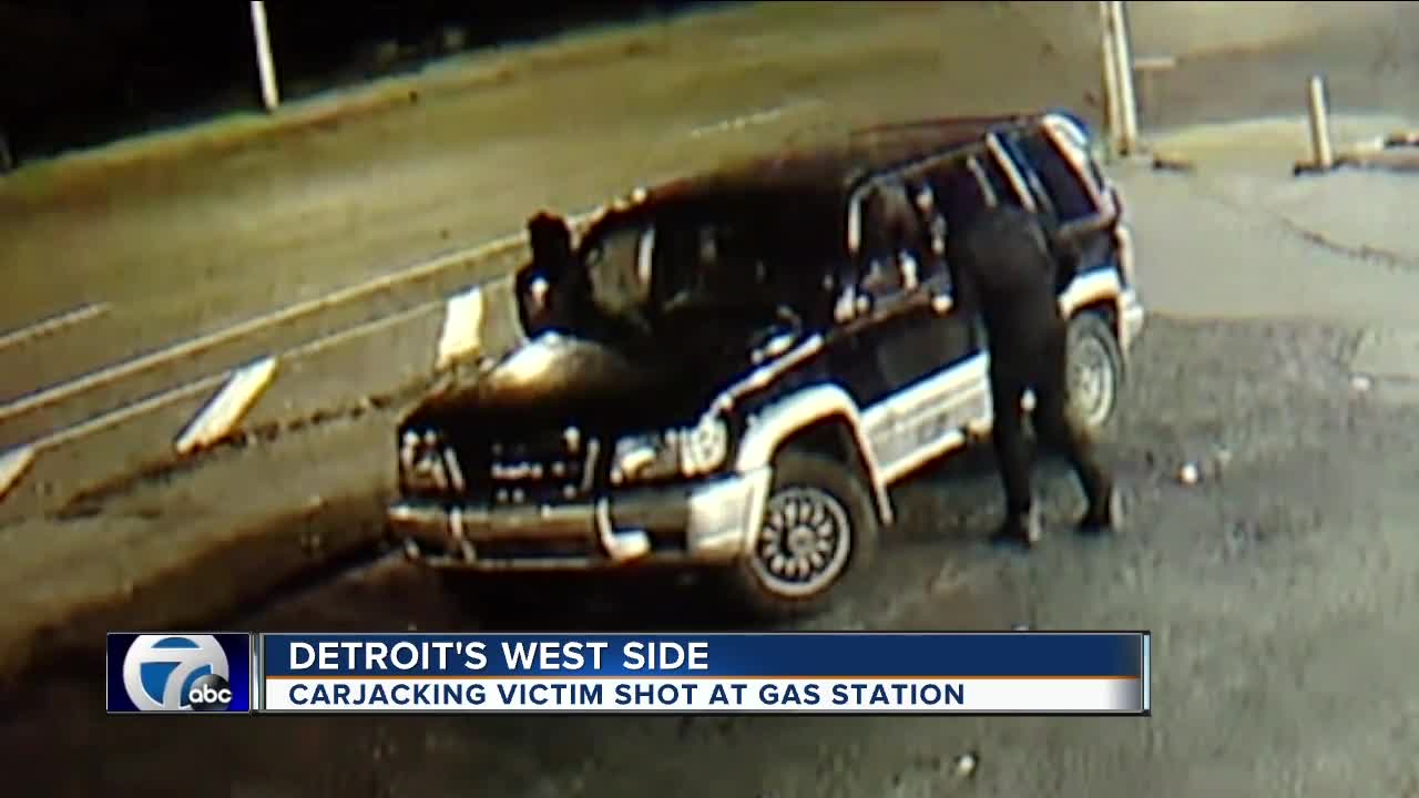 Carjacking victim shot at gas station on Detroit's west side