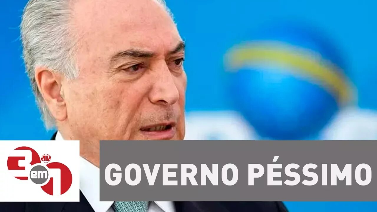 Ibope indica que 77% dos brasileiros acham o governo Temer ruim ou péssimo