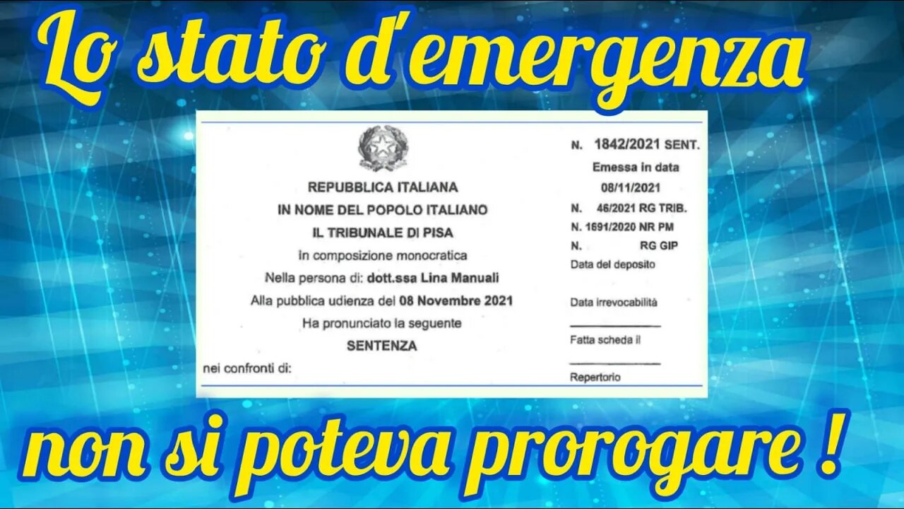 Tribunale di Pisa - LA SENTENZA CHE ANNULLA I DPCM E I DECRETI LEGGE !