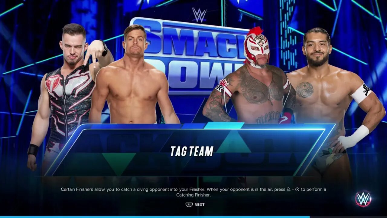 Smackdown Rey Mysterio & Santos Escobar vs Austin Theory & Grayson Waller