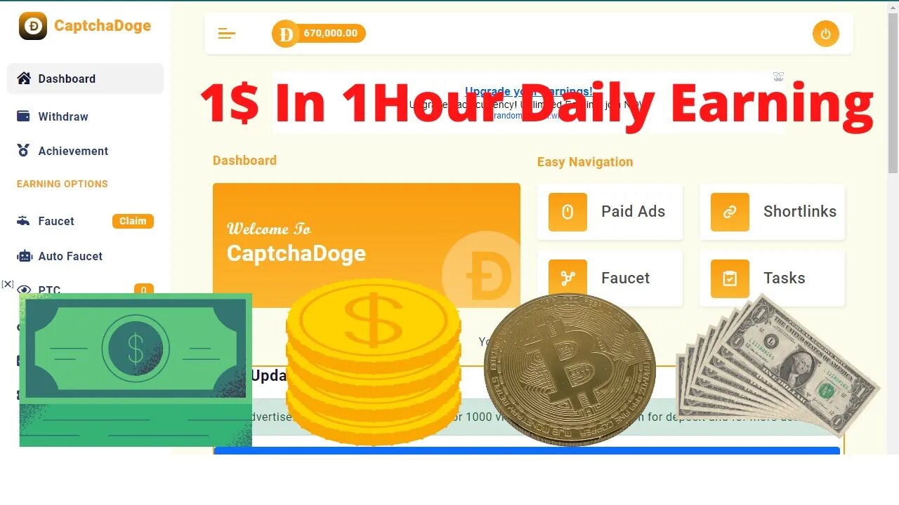 Earn 1$ Daily In 1Hour Work CaptchaDoge Earning Site || Amjad Saahar