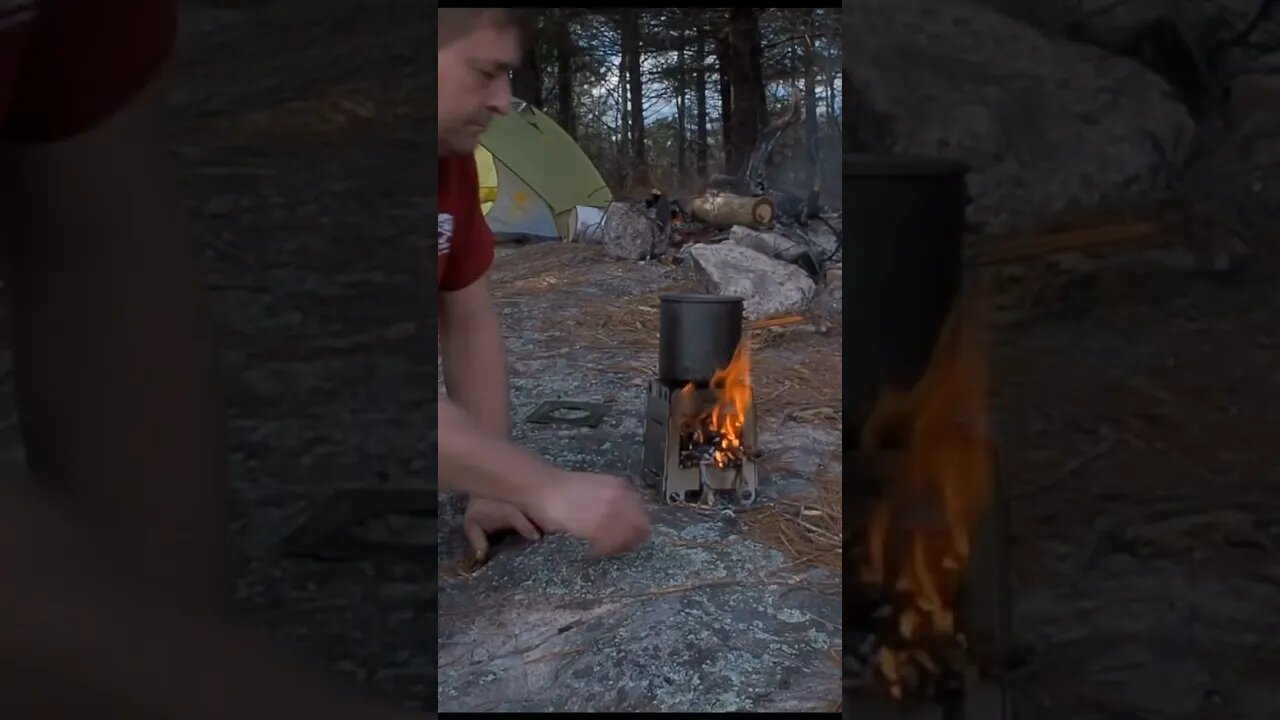 Cooking With The Lixada Wood Stove While Camping #shorts #short #shortsvideo