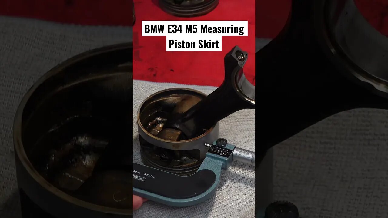 BMW E34 M5 Measuring Piston Skirt #bmw #diy #cars #bmwe34 #bmwm5 #restoration #automotive #engine