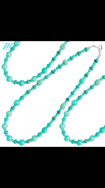 Faceted drop shape Amazonite beads Natural turquoise roundle beads Necklace 01