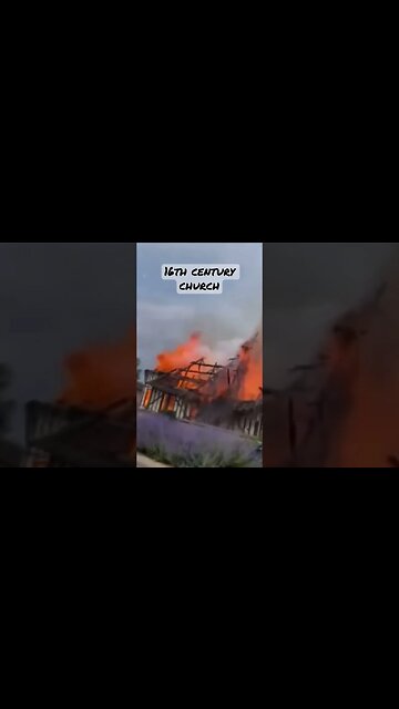 16th century church burns to ground in France during riots. #short #shorts #france #riot #protest