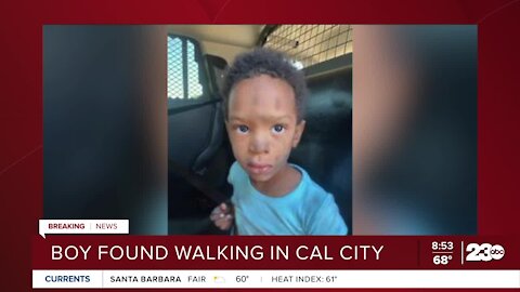 Boy found walking in Cal City