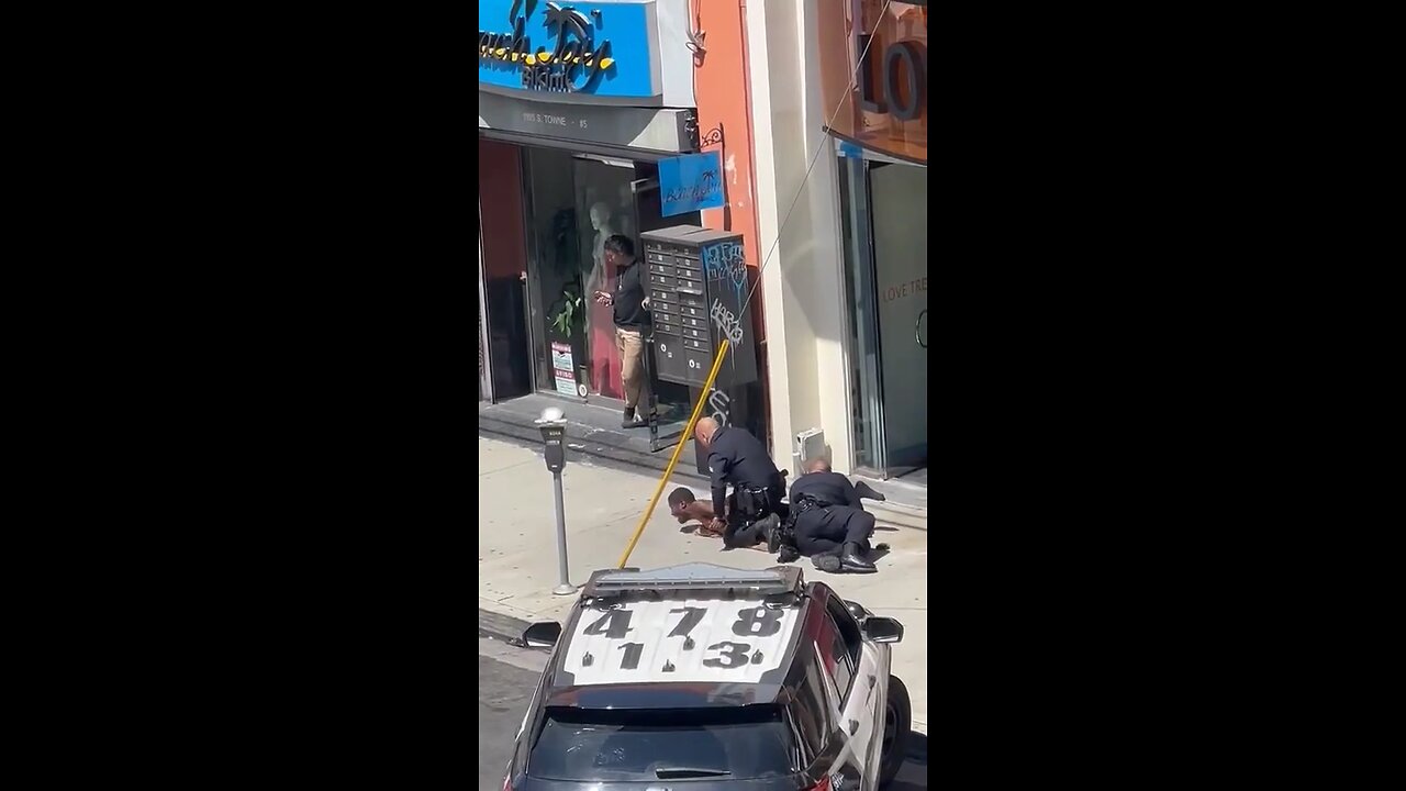 LAPD arrest naked homeless man running around the streets harassing residents