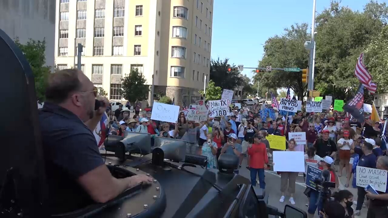 Texans Surround Governor Abbott's Mansion Demand End To Covid Tyranny