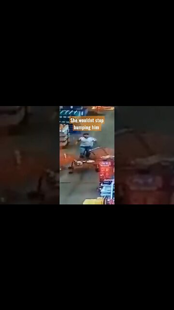 she wouldn't stop bumping him, lady hit with cart