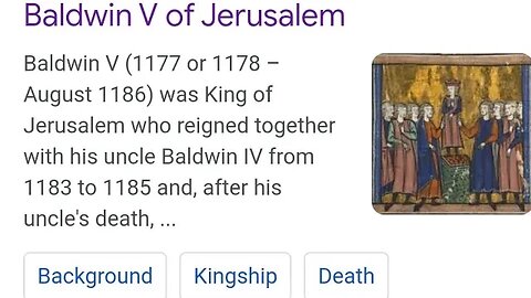 Baldwin V (1177 or 1178 – August 1186) was King of Jerusalem