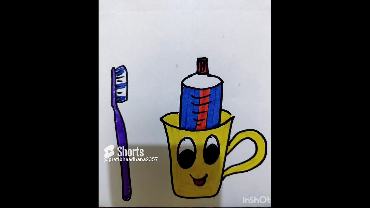 cute drawing of toothbrush and toothpaste