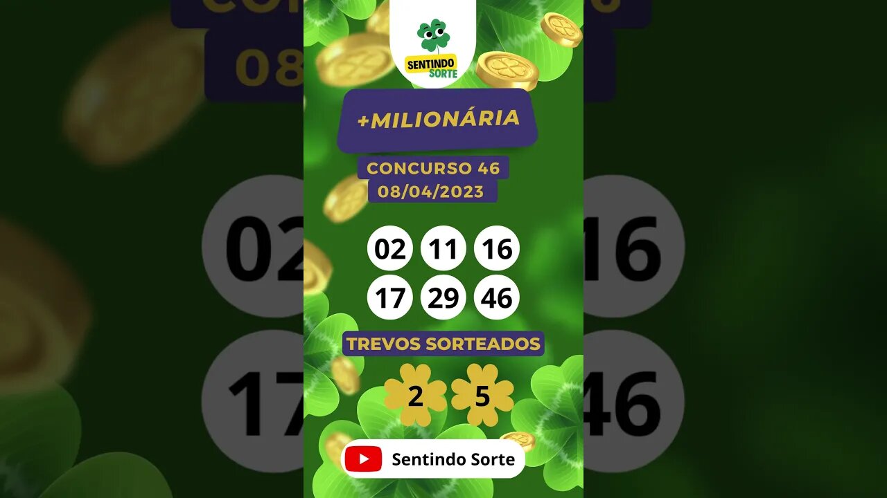 🍀 Resultado +MILIONÁRIA 46 | 08/04/23 | Sentindo Sorte #shorts