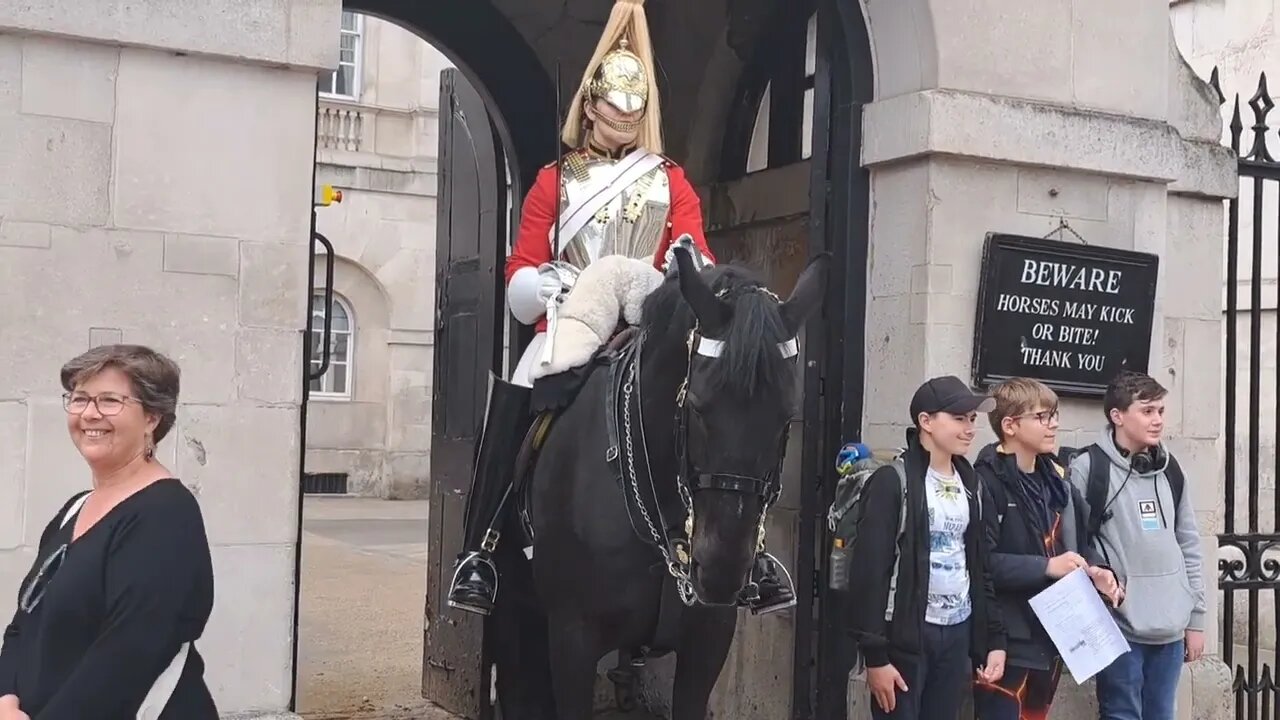 One sensible teacher pulled the kid away #horseguardsparade