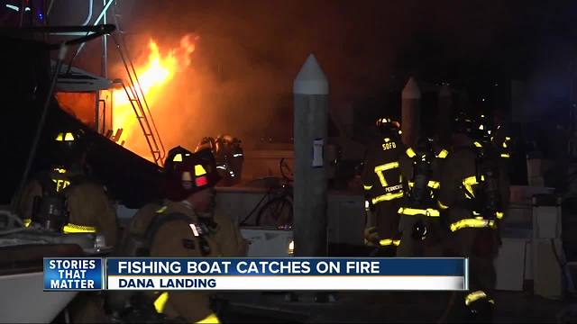 Fishing boat on Dana Landing damaged by fire