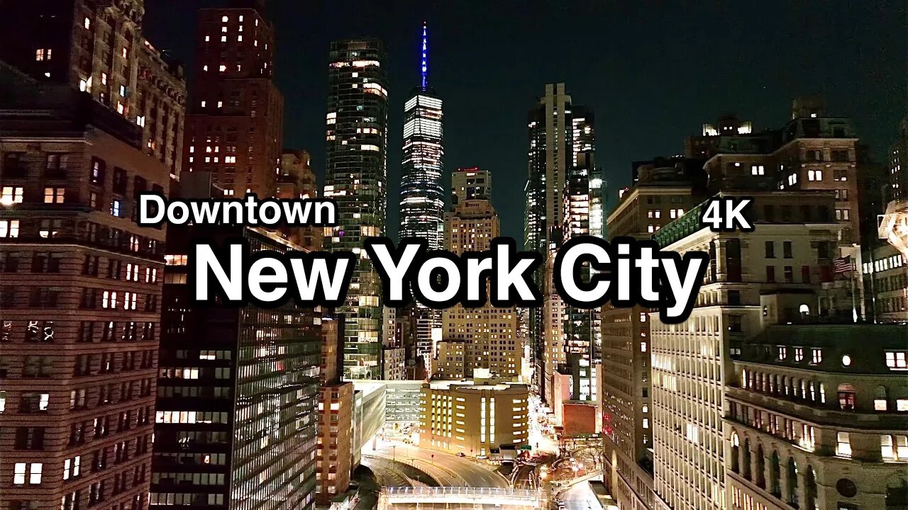 Downtown NYC Drone | New York City at Night