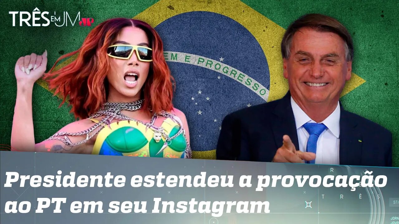 Bolsonaro e Anitta trocam farpas no Twitter sobre bandeira do Brasil