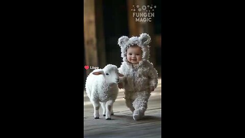 funny baby with animals