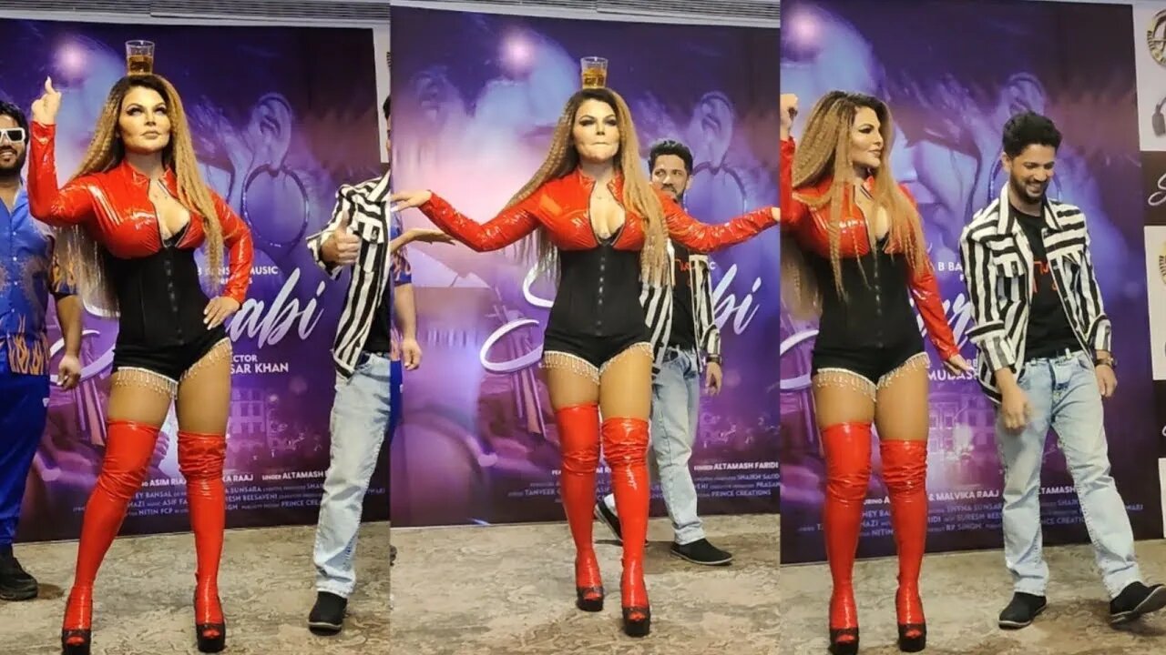 Rakhi Sawant Dancing On Asim Riaz Song Launch Of Sharabi With Drinks In Her Hand In Media