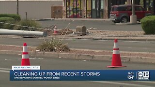 APS crews to replace 14 broken power poles along 35th and Peoria avenues after monsoon storm