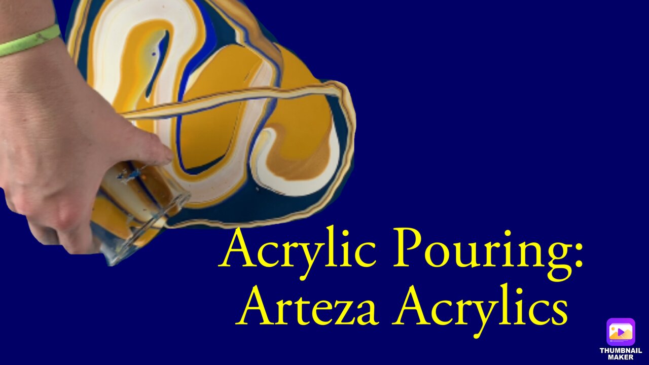 (69) Arteza Acrylics -Gorgeous Blue and Gold Acrylic Pouring