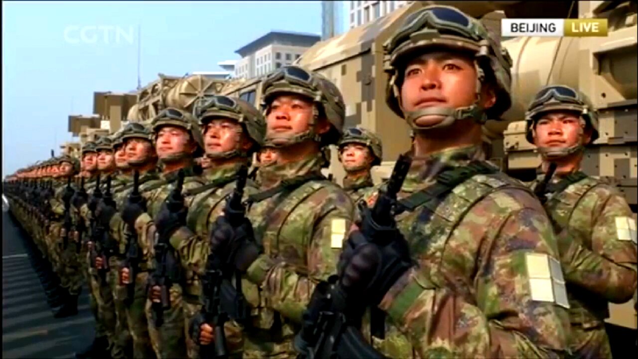 Manly Chinese Soldiers on Parade Review by President Xi