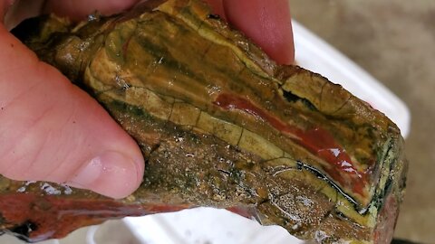 Cleaning Jasper, Agate, Petrified wood, Quartz with a textile gun.