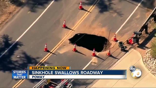 Sinkhole swallows roadway