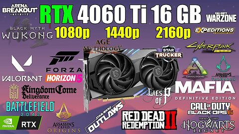 RTX 4060 Ti 16 GB + I5 12400F : Test in 20 Games in 2024 | 1080p - 1440p - 4K | Benchmark