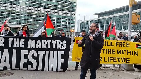 The NYC Rally In Solidarity with Jenin Nablus Huwarra Palestine outside the United Nations 3/17/23