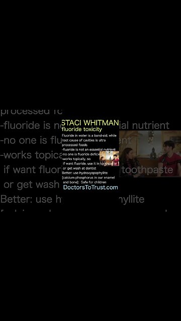 Staci Whitman. Fluoride is a band-aid. Better to use hydroxyapophyllite