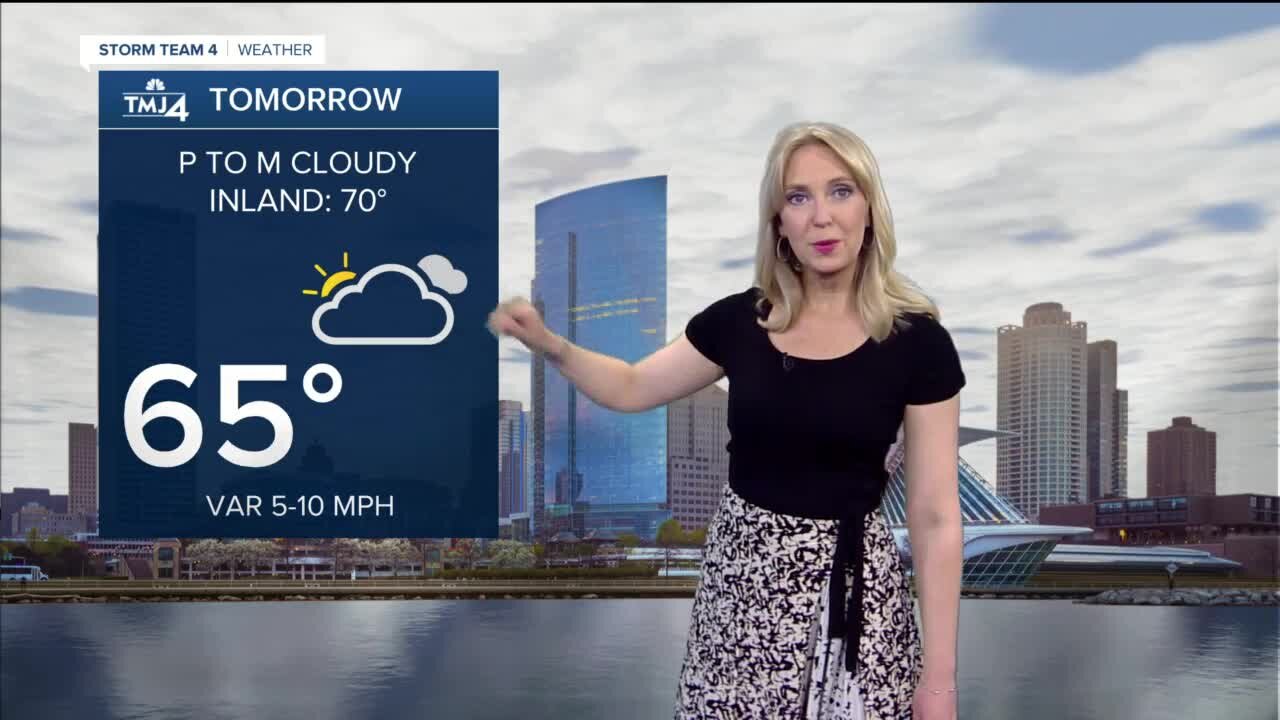 Overnight scattered showers before a mostly cloudy Sunday