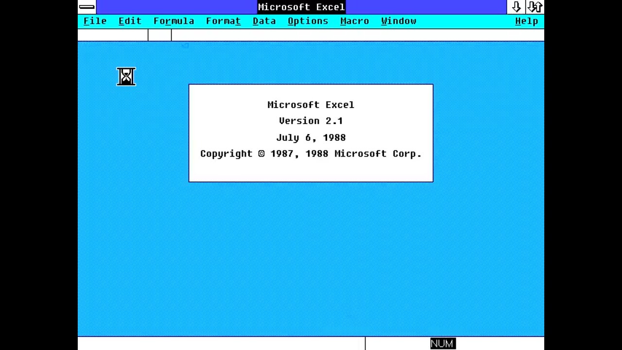 Microsoft Excel from 1988 on Windows 2