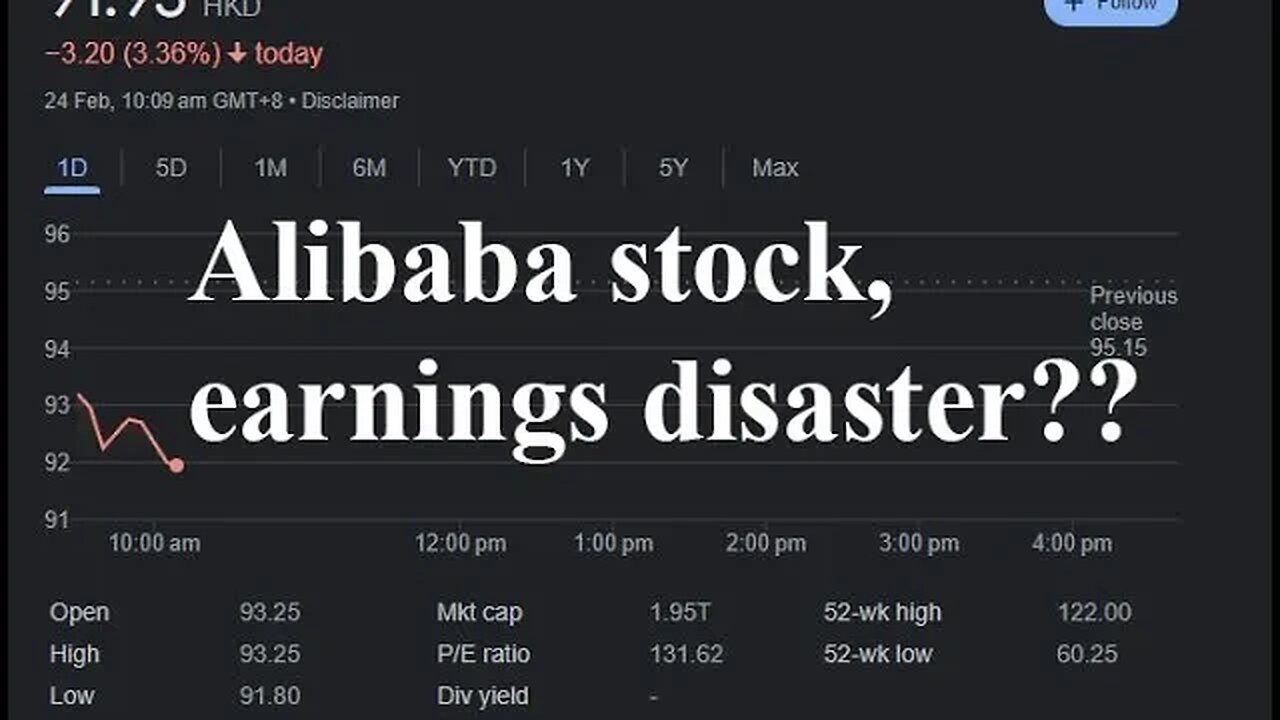 Alibaba stock crashing!! Earnings disaster...?