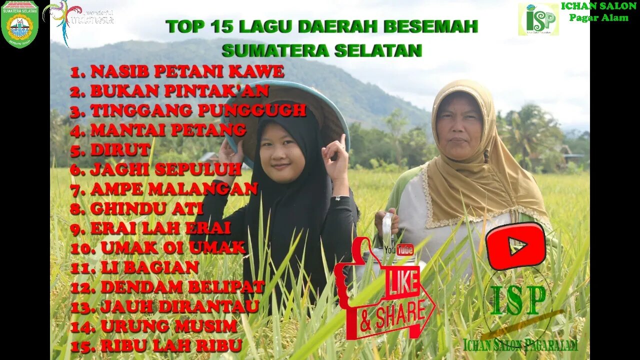 KUMPULAN LAGU PENGANTAR TIDUR / TOP 15 LAGU DAERAH BESEMAH SUMATERA SELATAN