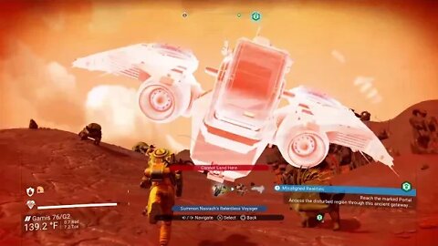 I run around for three and a half minutes trying to call my ship down in No Man's Sky